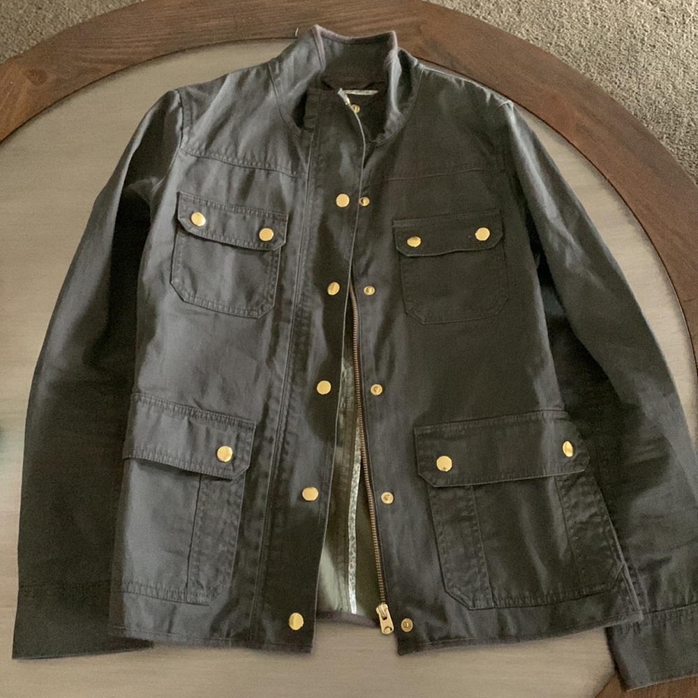 J. Crew Water Resistant Resin-coated twill field jacket Mossy Brown Green Sz S - Picture 12 of 12